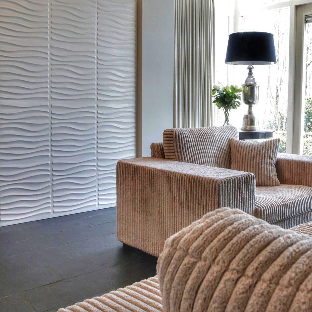 3D Wandpaneele Hochglanz Weiss Wellen 50×50 3D Wandpaneele Hochglanz Weiss Wellen 50×50