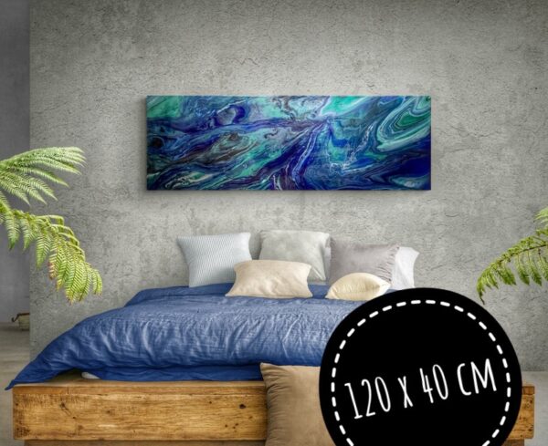 BlueLagoon Leinwandbild Wandbild Blau 120x40cm