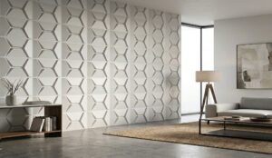 hexagon Wandverkleidung paneel weiss wohnzimmer hexagon Wandverkleidung paneel weiss wohnzimmer