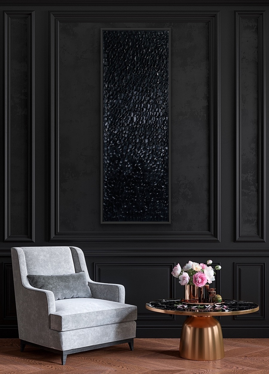 Modern Texturiert 3D Schwarz wanddekoration auf leinwand 120x40cm Modern Texturiert 3D Schwarz wanddekoration auf leinwand 120x40cm