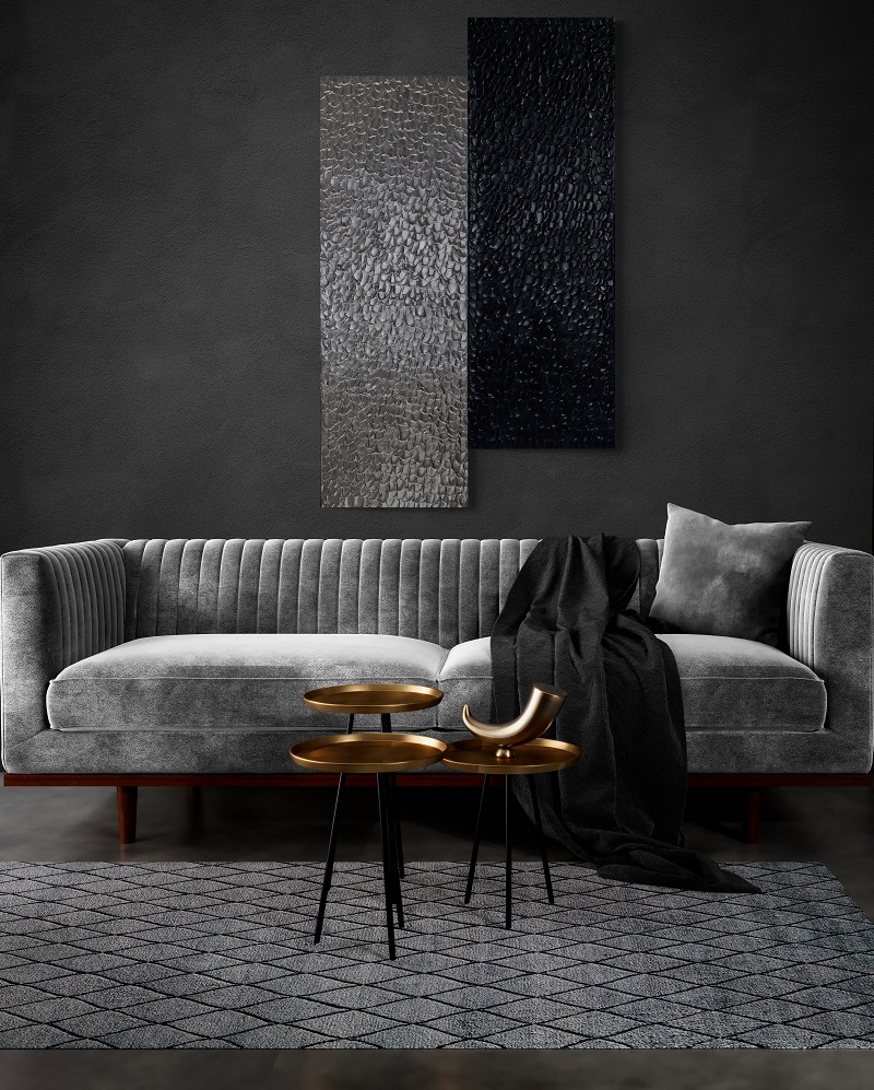 Wanddeko Modern Schwarz Texturiert Wandbilder auf Leinwand 120x40 cm Wanddeko Modern Schwarz Texturiert Wandbilder auf Leinwand 120x40 cm