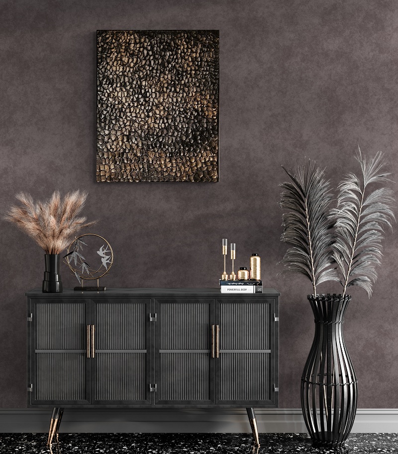 Modern Abstrakte Bilder Schwarz Gold texturiert 50x40cm Modern Abstrakte Bilder Schwarz Gold texturiert 50x40cm