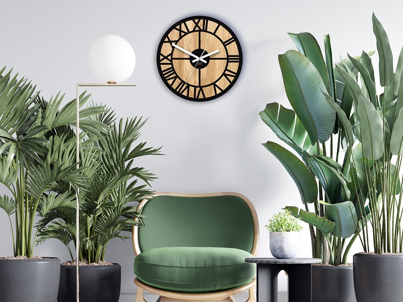 Modern Design Wanduhr römischen Ziffern Walnussholz 33,5 cm Design Wanduhr römischen Ziffern