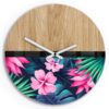 Modern Design Wanduhr Blume Motiv Walnussholz 33,5 cm* 33,5 cm