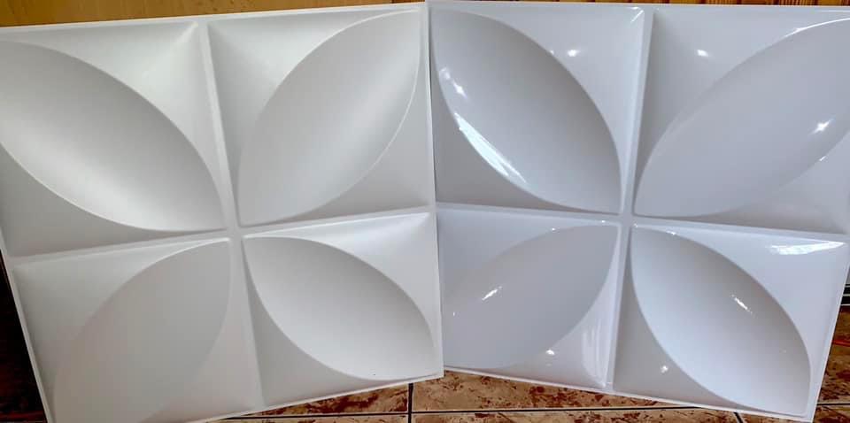 3D Wandpaneele mit Muster Blume Hochglanz Weiss 50×50 2