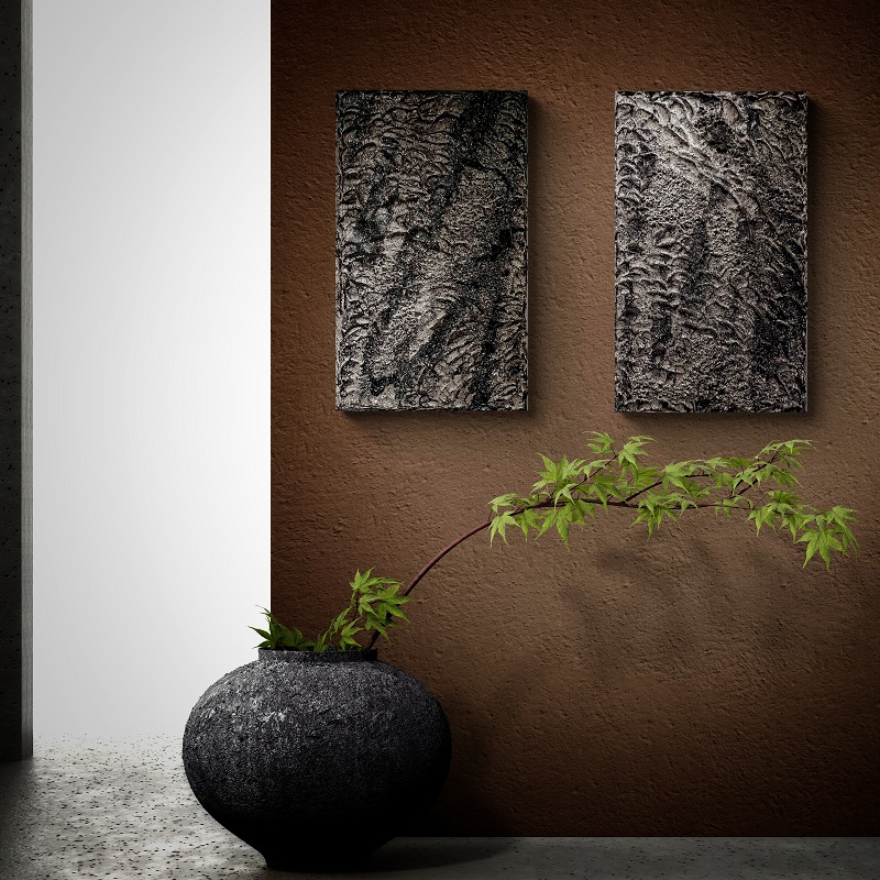 Bilder Grau weiß 3D Gipsbilder 2er Set 2x50x30cm Bilder Grau weiß 3D Gipsbilder 2er Set 2x50x30cm