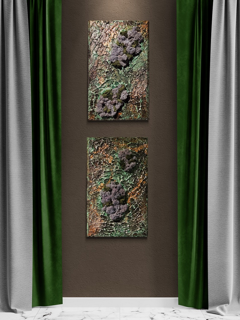 Design Wild Jungle Moos Wandbild Gips Gemalde Paar mit Moos Design Wild Jungle Moos Wandbild Gips Gemalde Paar mit Moos