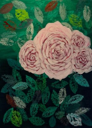 Vintage Blumen Leinwandbild Original Mediterran Roses Original Handgemalt Acryl XXL 120x90cm