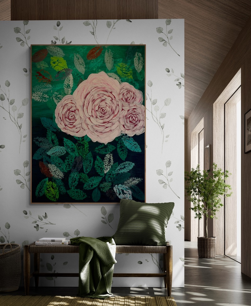 vintage blumen leinwandbilder rosa