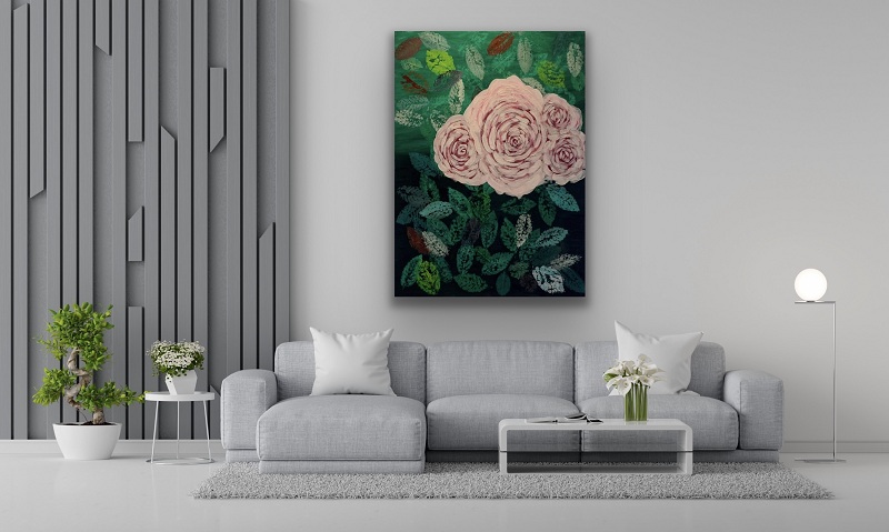 vintage blumengemalde wohnzimmer Original