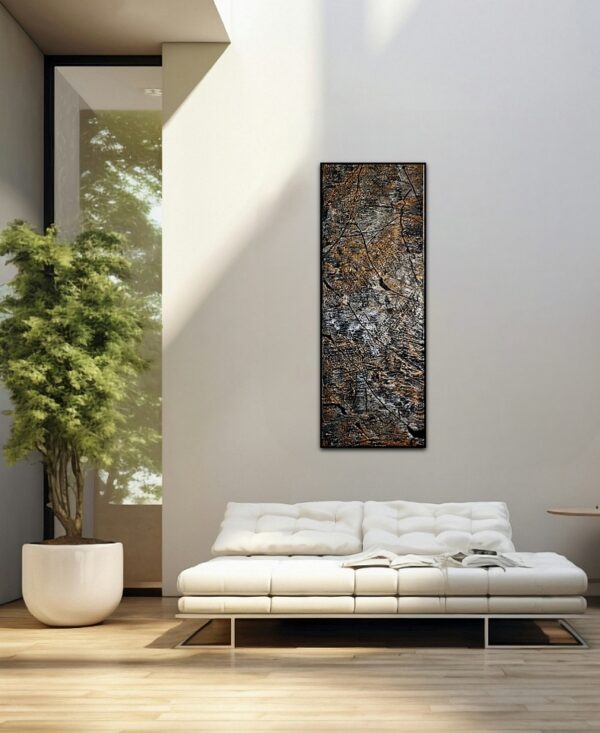 Luci d'Autunno Steinoptik Wanddeko Bronze Braun 3D Strukturiert Wandbild 120x40cm