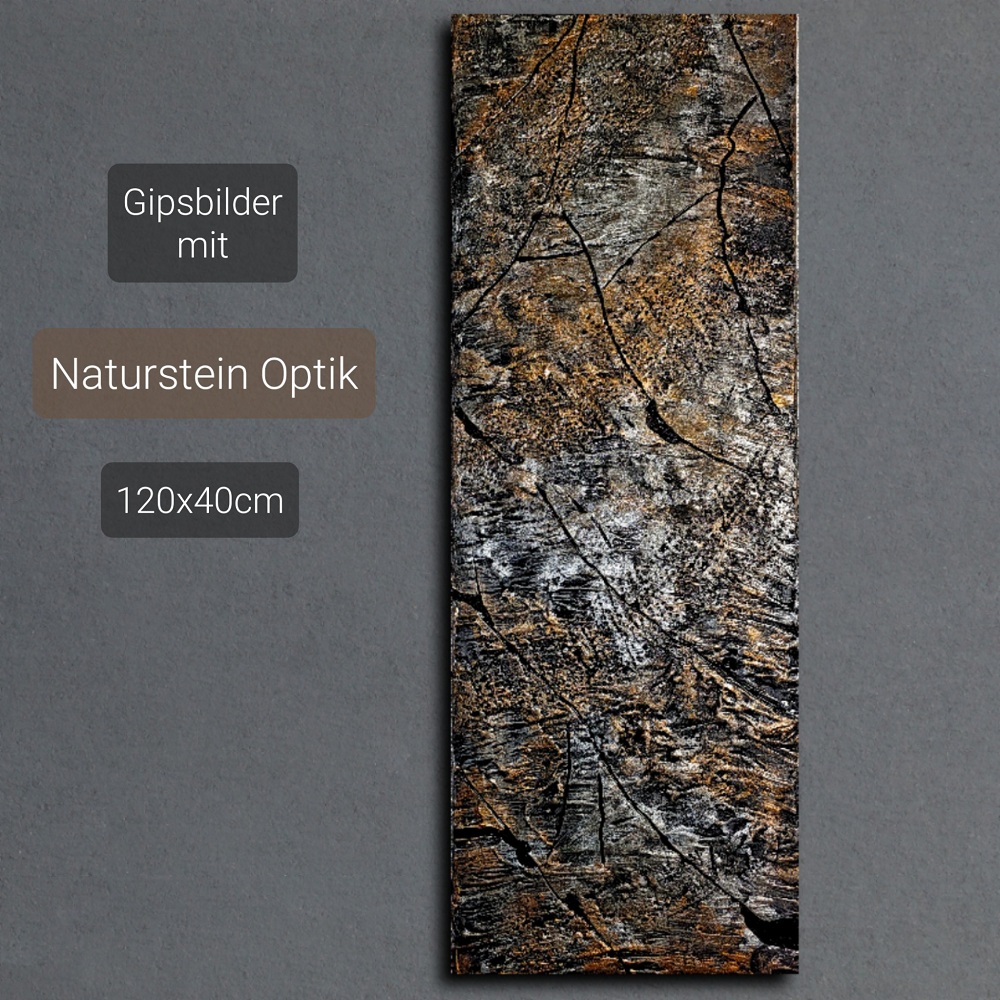 Steinoptik Wanddeko Bronze Braun 3D Strukturiert Wandbild Main