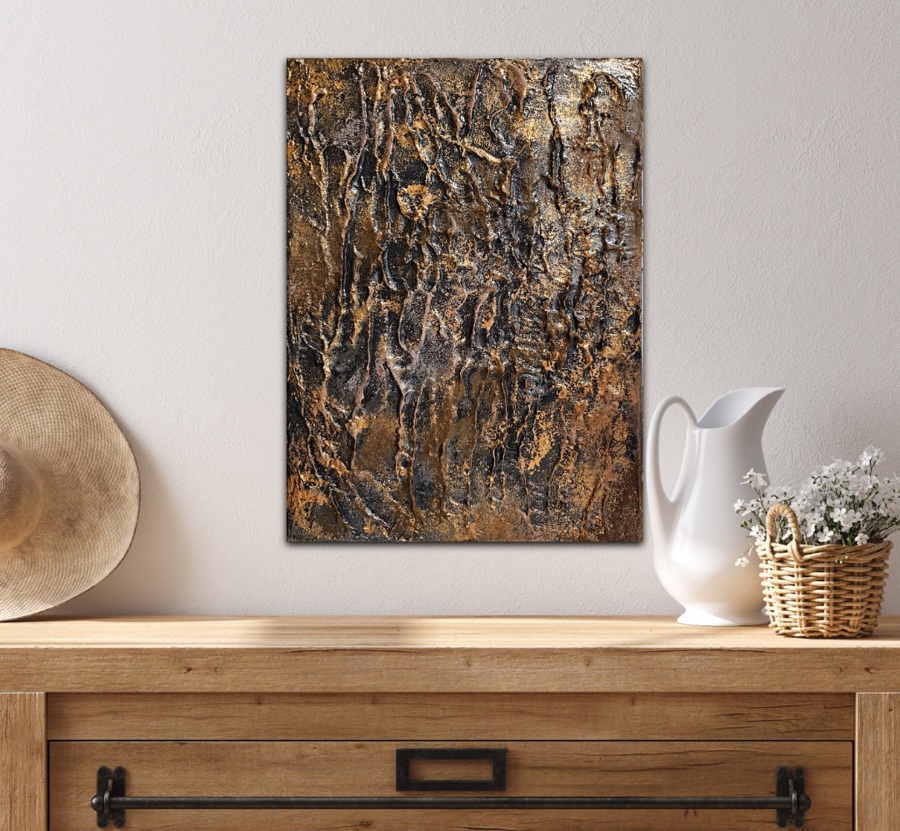 Bronze Wandbild 3D Strukturiert 40x30cm wohnzimmer