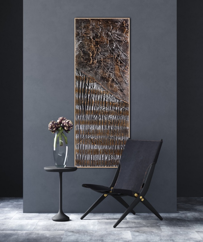 bronze grau art deco wanddeko