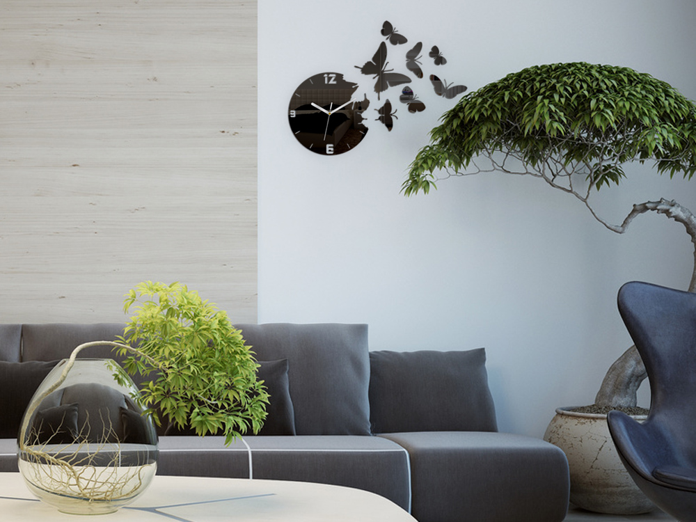 Innovativ Schmetterling Wanduhr Butterfly Wanduhr Schwarz 45 cm x 60 cm