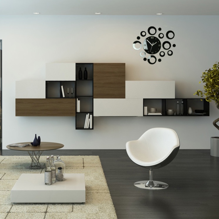 Rings Schwarz Wanduhr Modern Acrylglas 55 cm x 47 cm Rings Schwarz Wanduhr Modern Acrylglas 55 cm x 47 cm