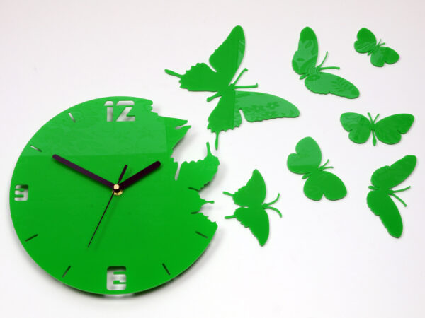 Schmetterling Wanduhr Buttefly Wanduhr Grün main