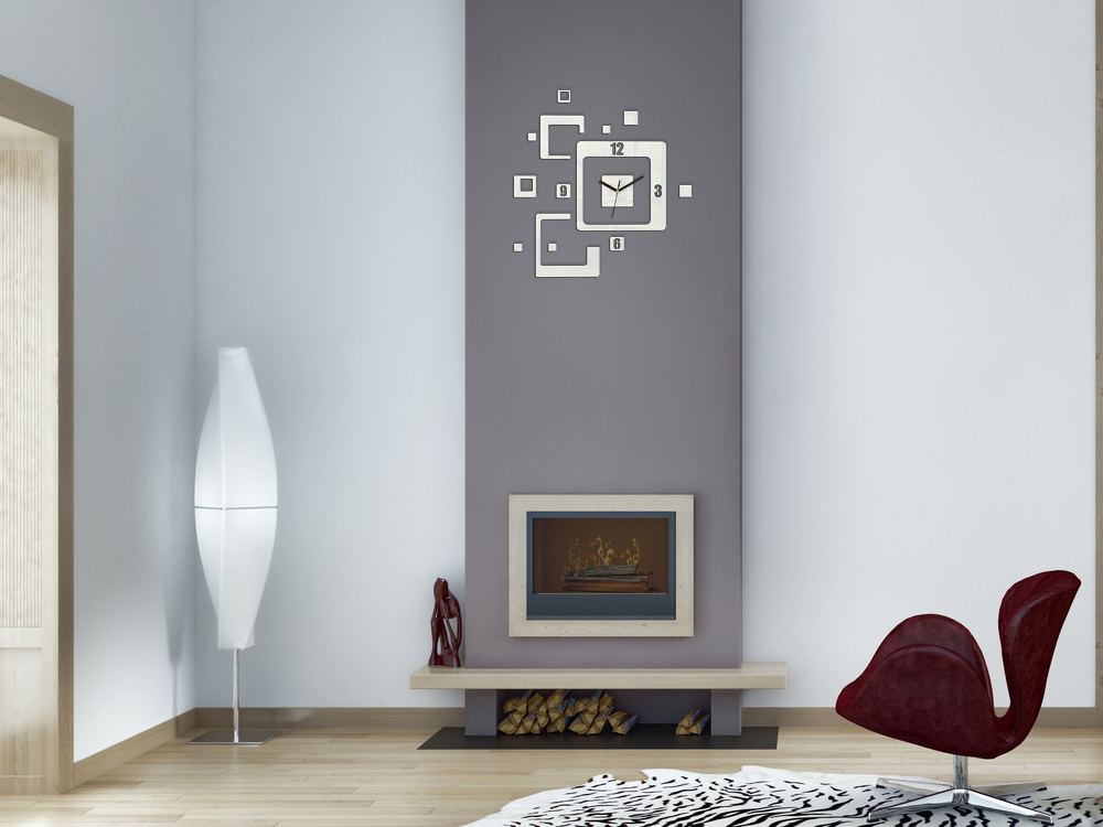Weiße Geometrische Wanduhr