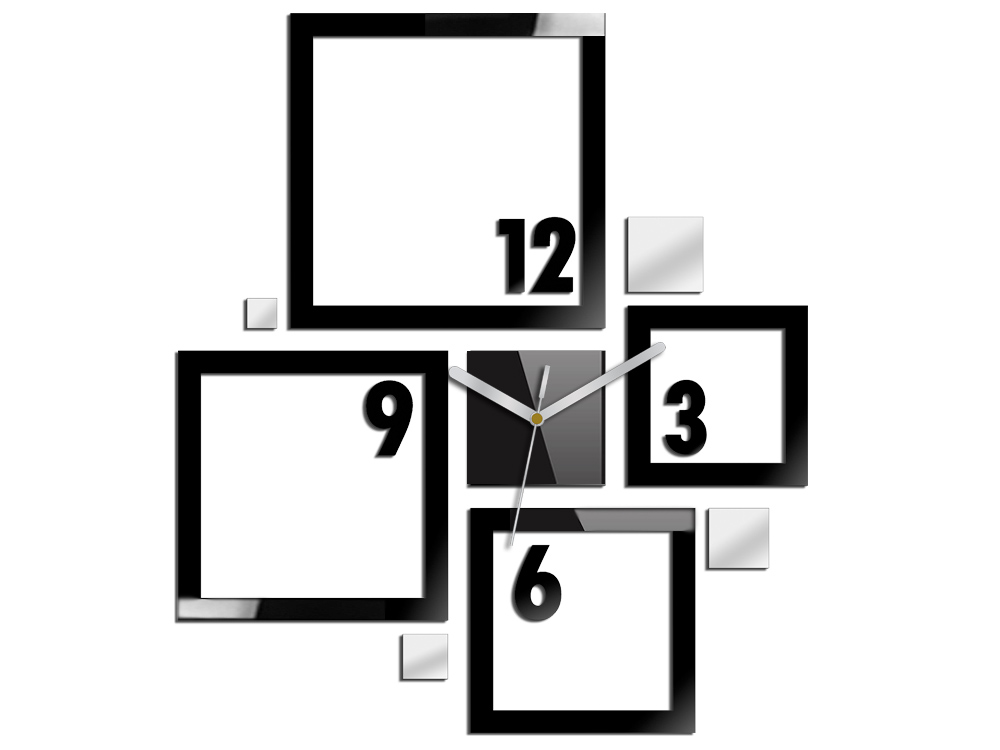 Moderne Design Wanduhr Quadratisch – Schwarz Weiß Spiegeloptik Main Moderne Design Wanduhr Quadratisch – Schwarz Weiß Spiegeloptik Main