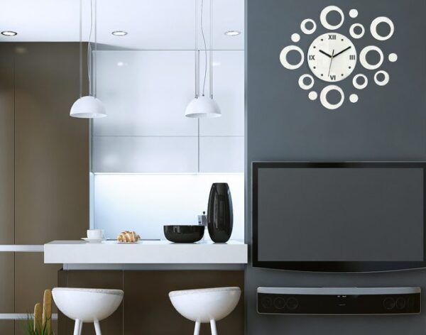 Rings Design Wanduhr Weiss Modern Acrylglas 55 cm x 47 cm