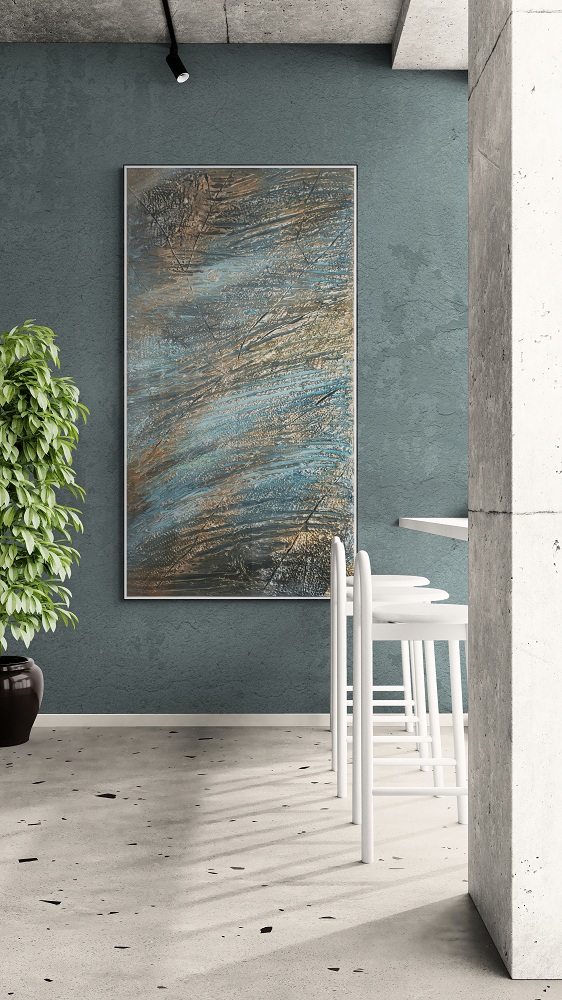 Apatite Anima Frammento Steinoptik Leinwandbild Blau