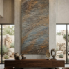 leinwandbild blau bronze wohnzimmer gross steinoptik deko