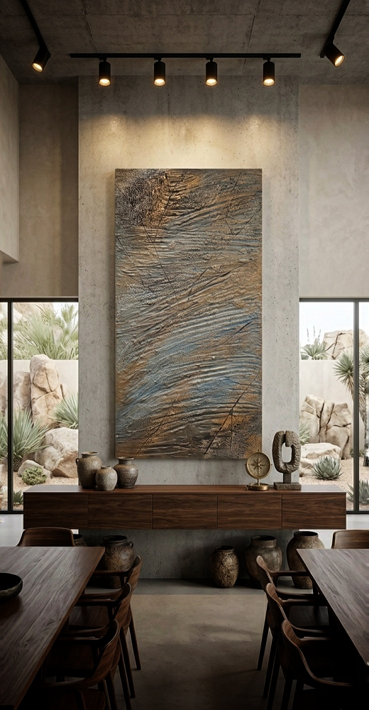 leinwandbild blau bronze wohnzimmer gross steinoptik deko