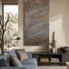 texturiert leinwandbild blau gross mit bronze 140 cm