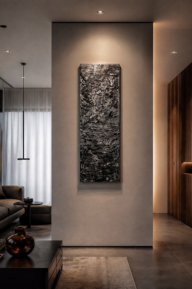 3d texturiert-Moderne Bild Schwarz Weiß mit steinoptik Oberfläche