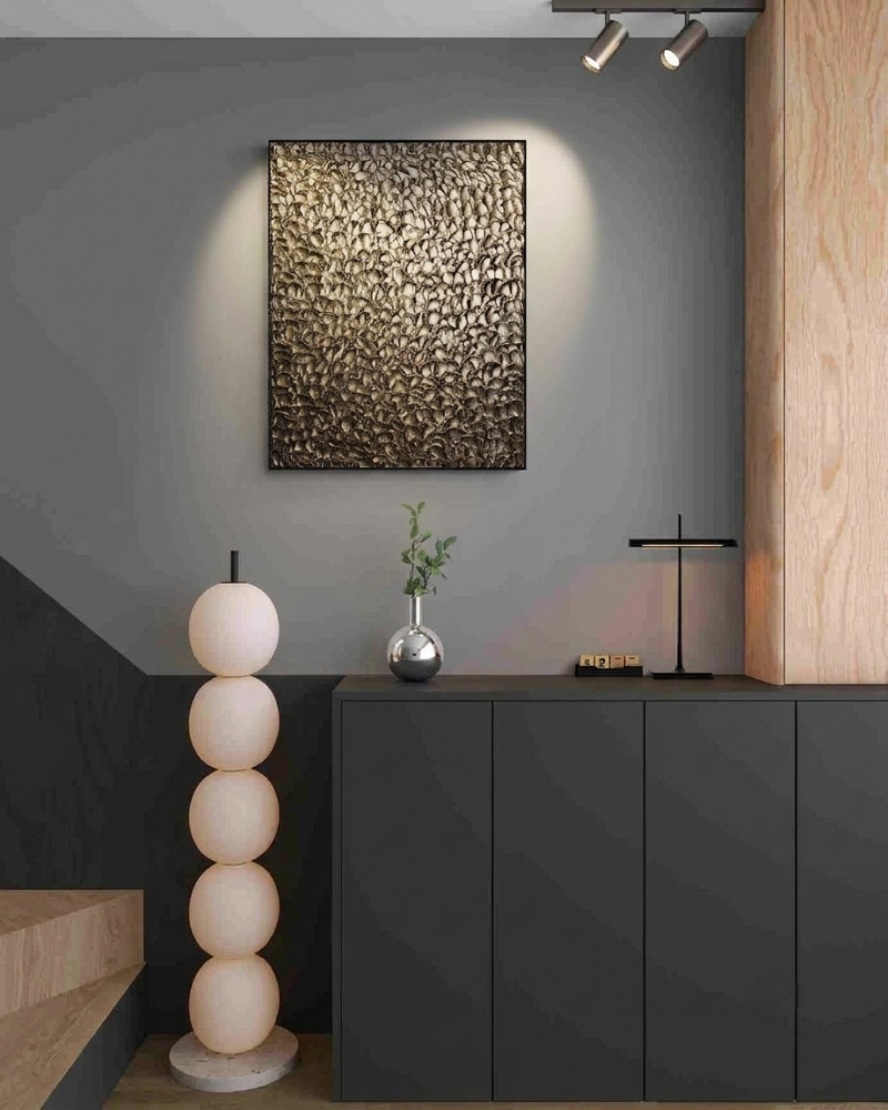 Wanddeko Gold Metall Motiv im Fischschuppen-Design